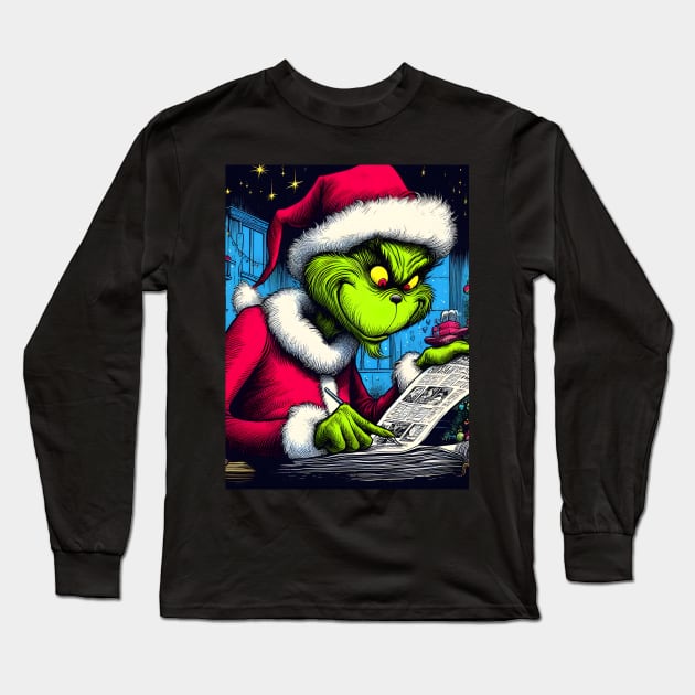 Whimsical Holidays: Grinch-Inspired Artwork and Festive Delights Long Sleeve T-Shirt by insaneLEDP